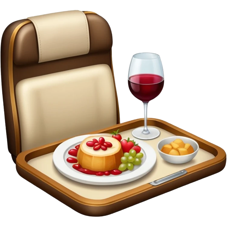 luxury plane food with wine emoji