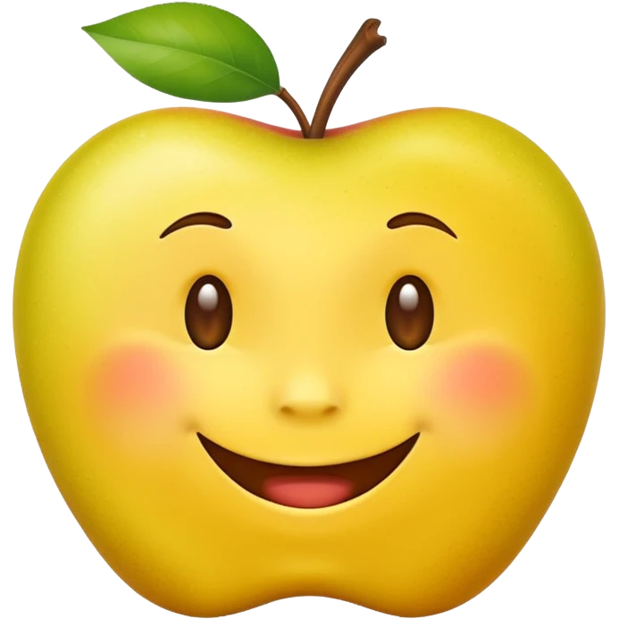 create an apple like yellow emoji that looks teally relaxed and smiles more on one site than another emoji