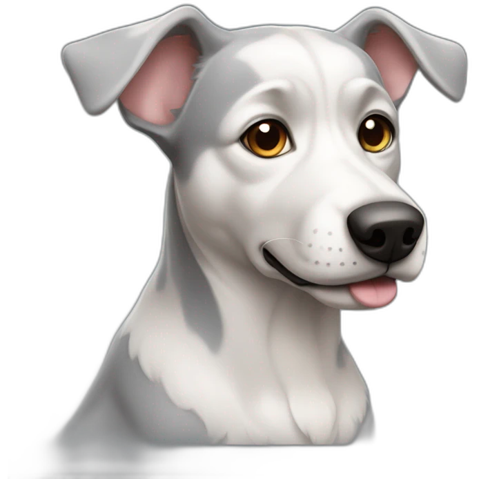 cute white-grey mongrel dog with big up ears emoji