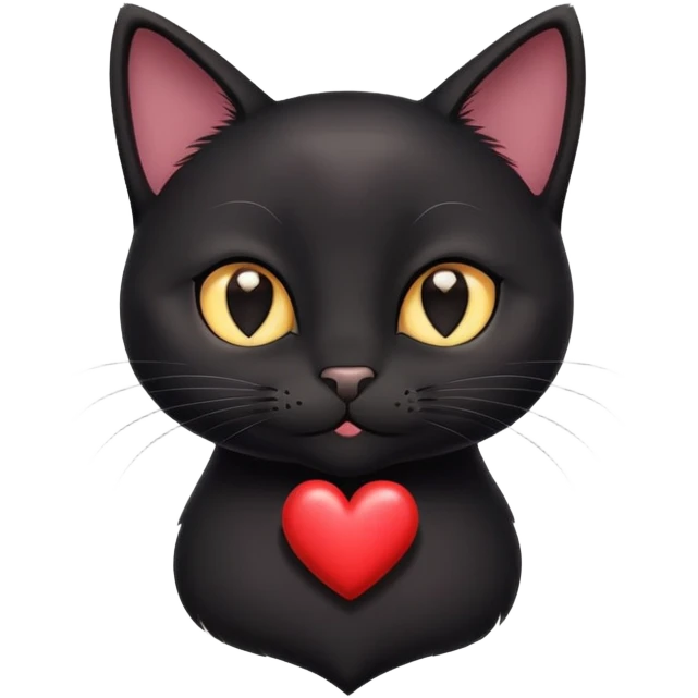 Очень милый темный кот шлёт сердечко emoji
