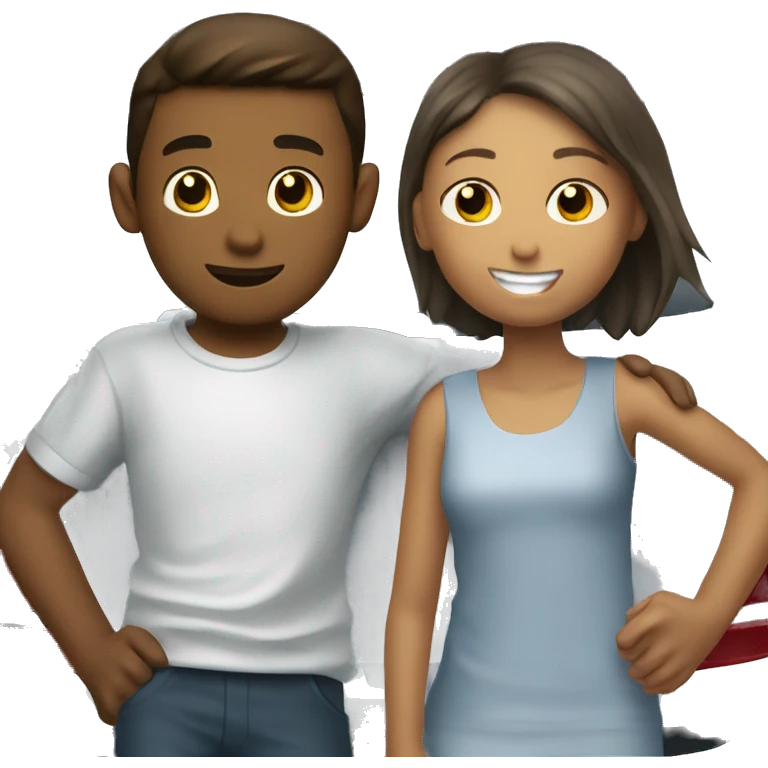 boy and girl hugging inside a Kia sportage  emoji