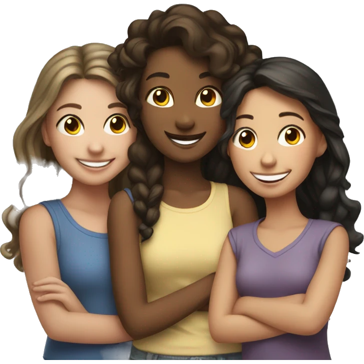 smiling girl with friends indoors emoji