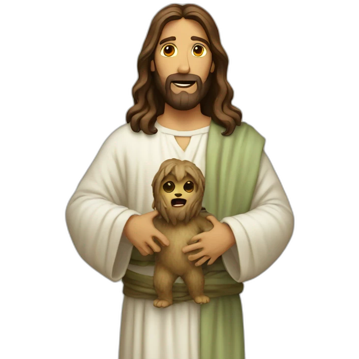 jesus holding monster emoji