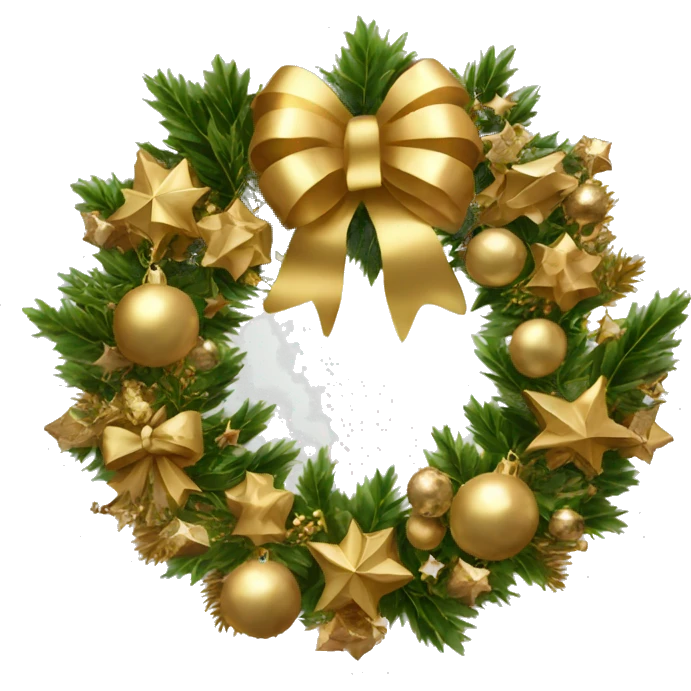 gold metalic Christmas wreath  emoji