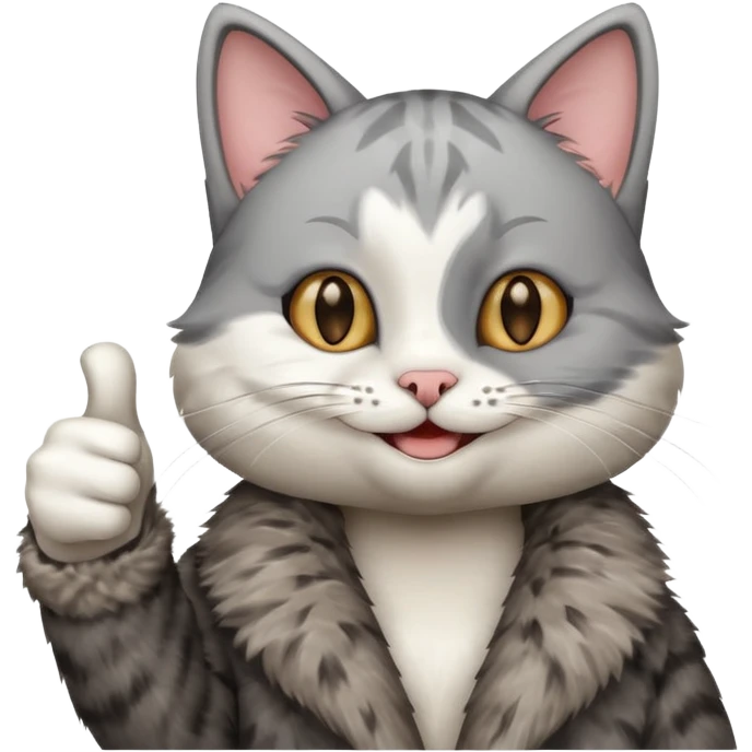 Cat smiling and giving thumbs up emoji