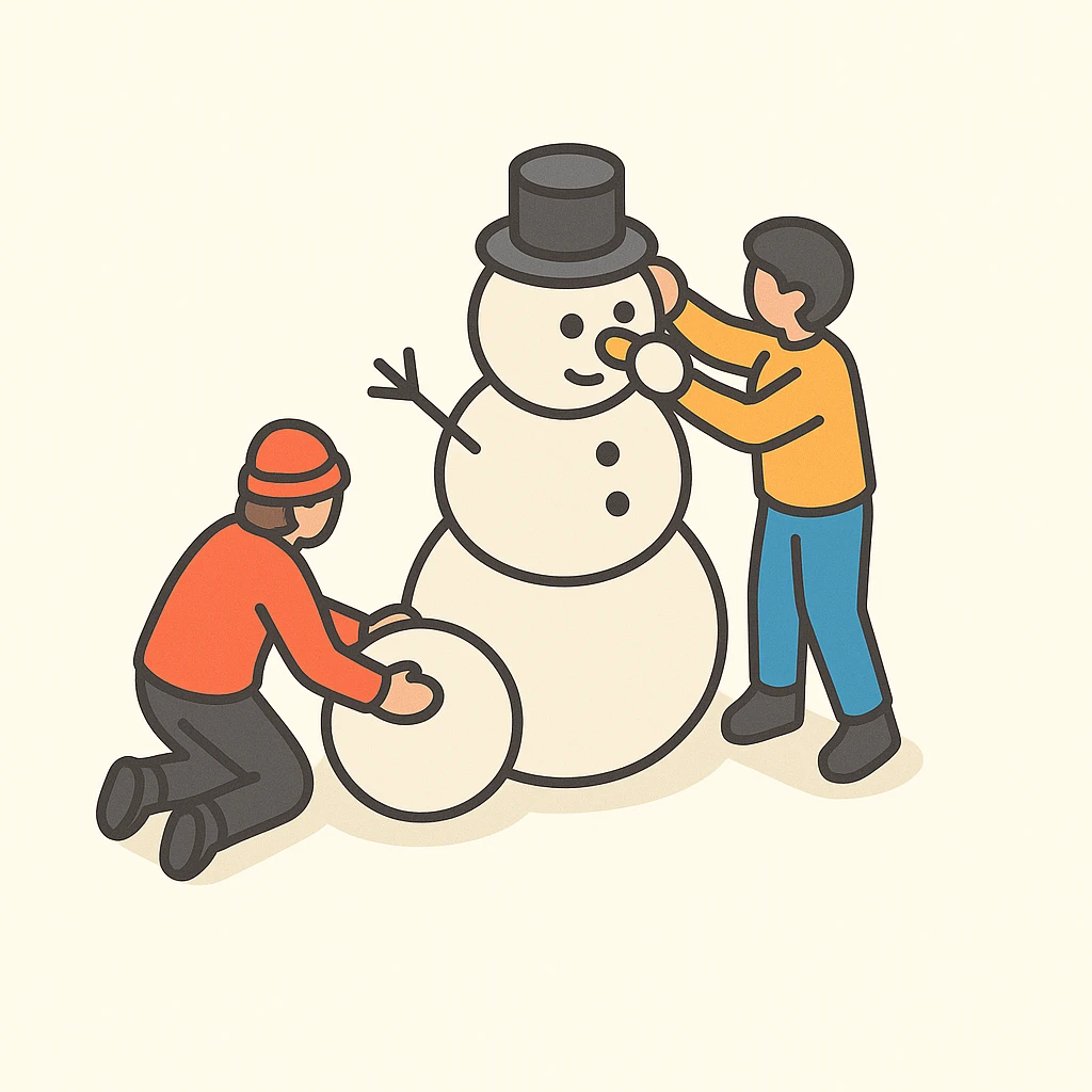 people making a snowman emoji