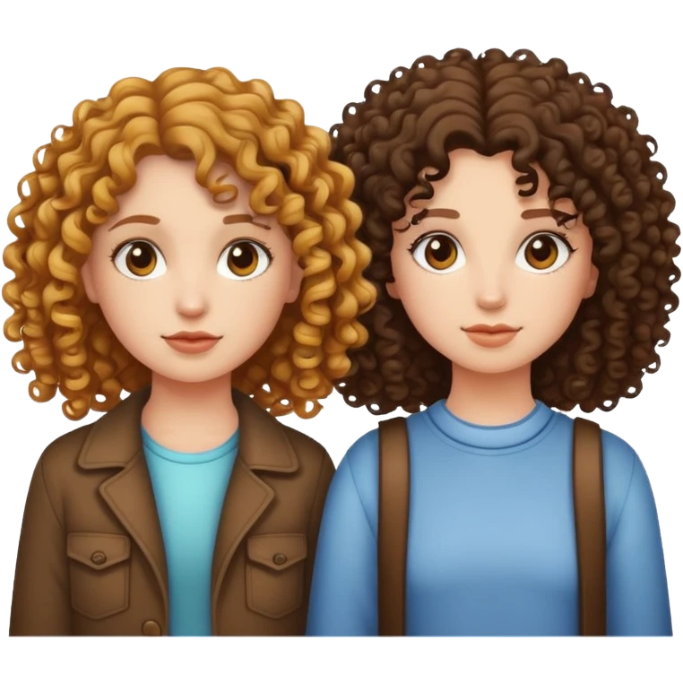 Two girls one with curly hair and one with street hair  emoji