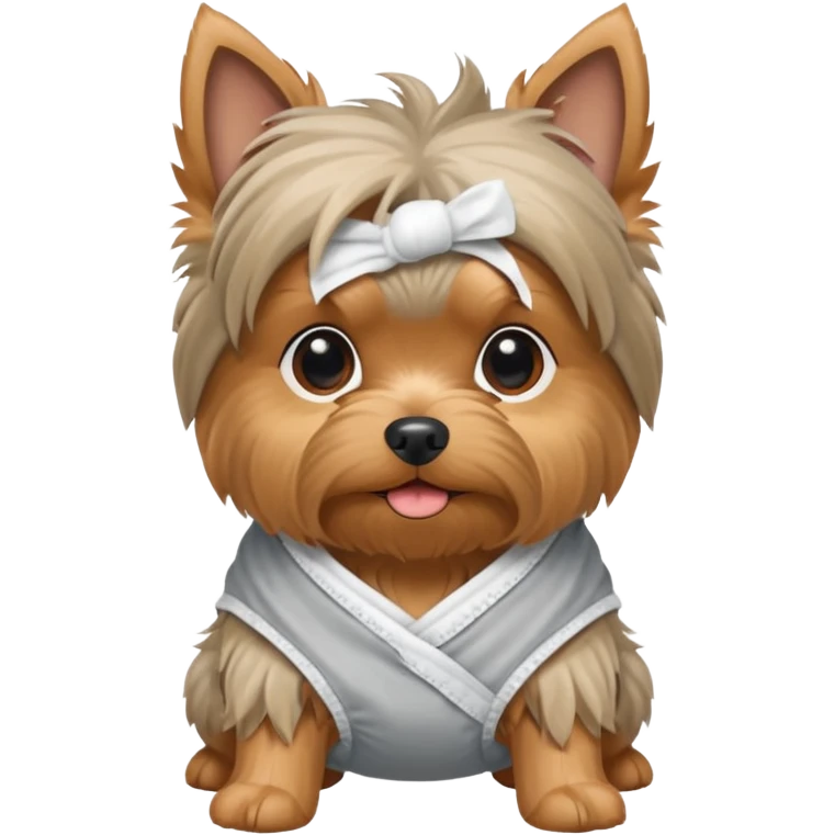 Small old yorkie wearing a diaper emoji