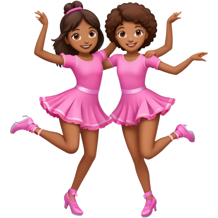 two brown girls dancing in pink outfits emoji