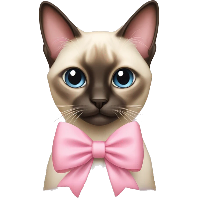 Long hair Siamese cat with pastel pink bow emoji