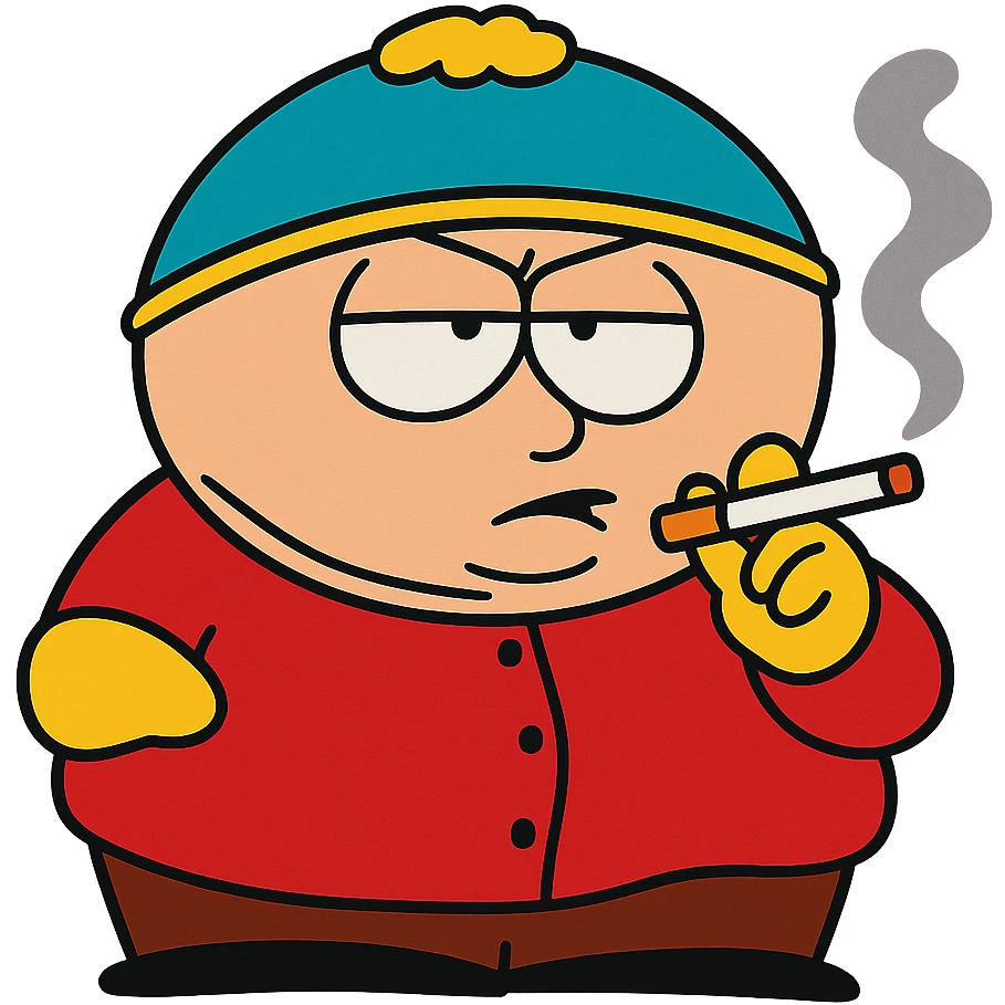 Eric Cartman from South Park smoking emoji
