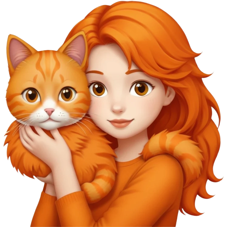 Girl holding orange cat emoji