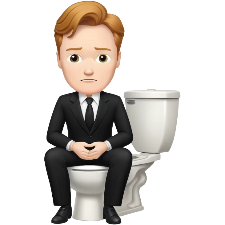 conan obrien in a black suit sitting on a toilet emoji