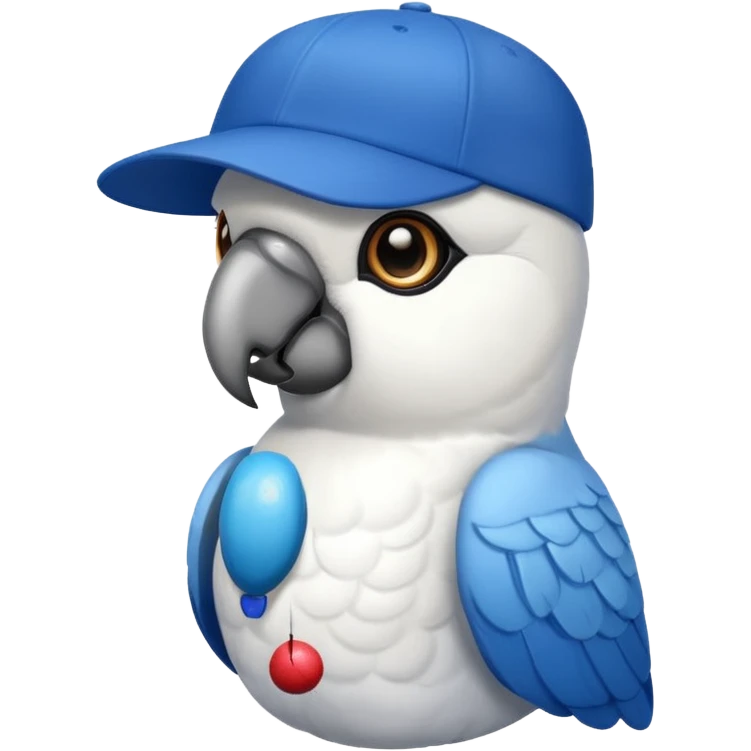 all white parrot with blue jays hat on emoji