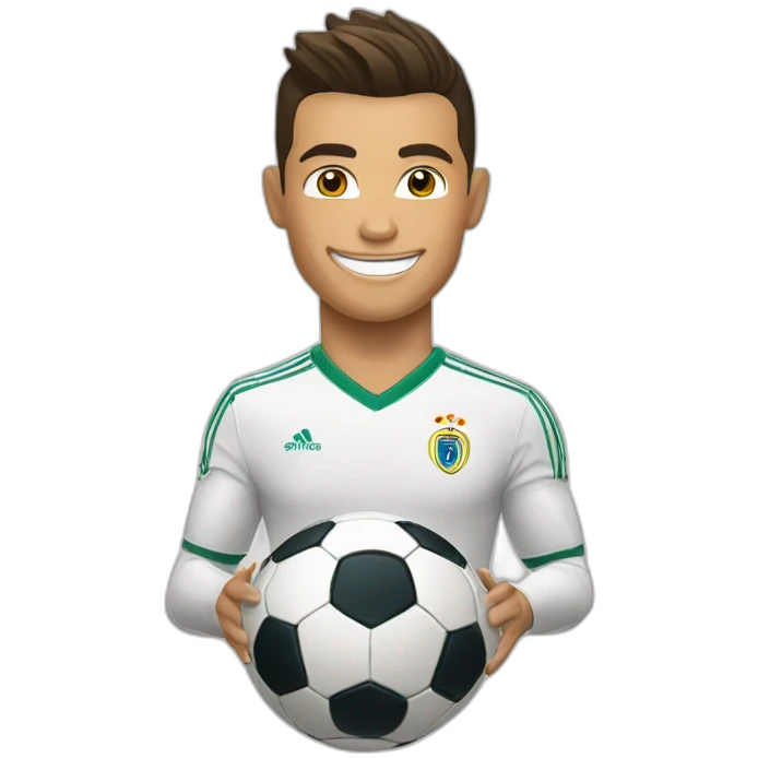 Cristiano Ronaldo smilling with a soccer ball emoji