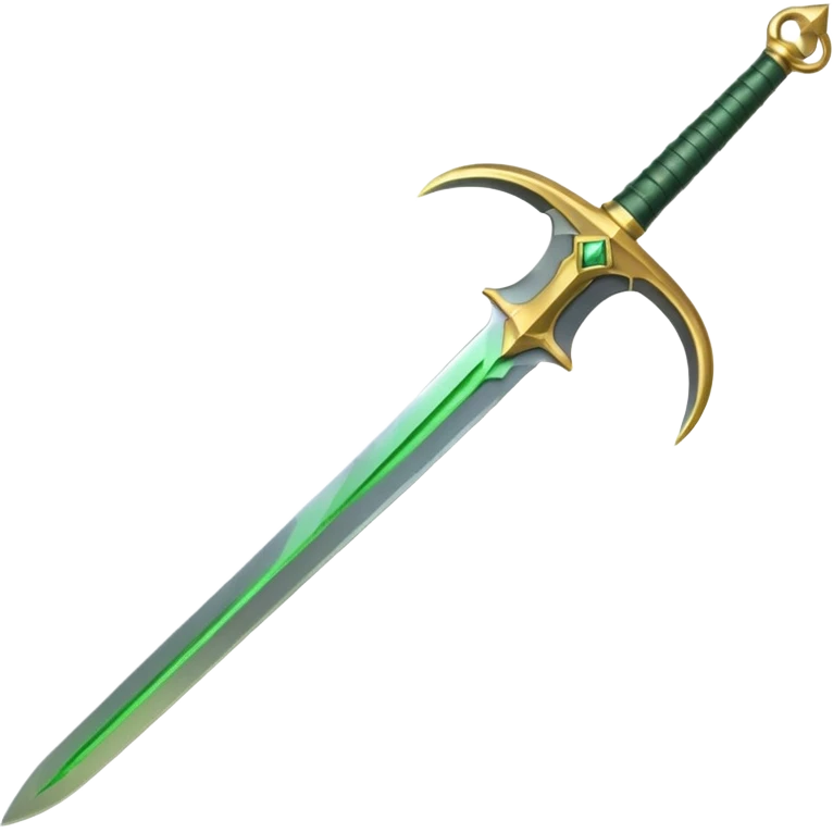 Double-edged arched sword with green color emoji