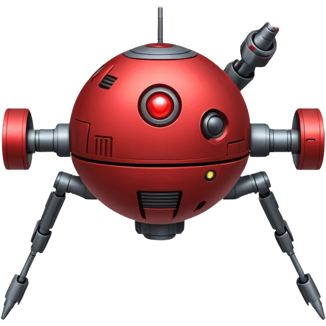 flying orb shaped futuristic targeting droid acquires target and paints with laser. sci-fi war. no propellers  emoji