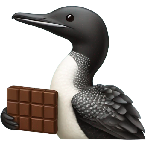 Common loon holding a chocolate bar  emoji