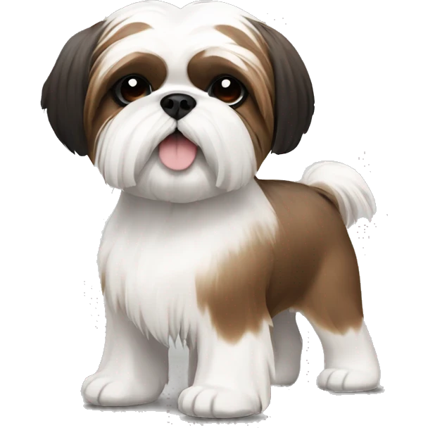 White Shih Tzu with brown and black ears and brown body patches  emoji