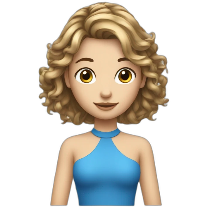 Fille ado cheveux châtain claire yeux bleu emoji