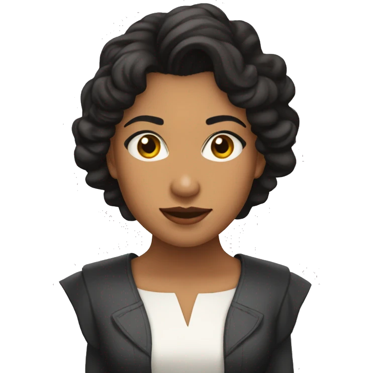 Persona morena clara pelo negro emoji