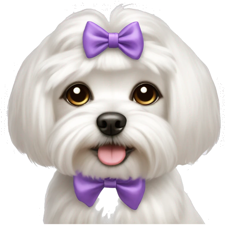 Maltese cute dog with a coquette bow on top emoji