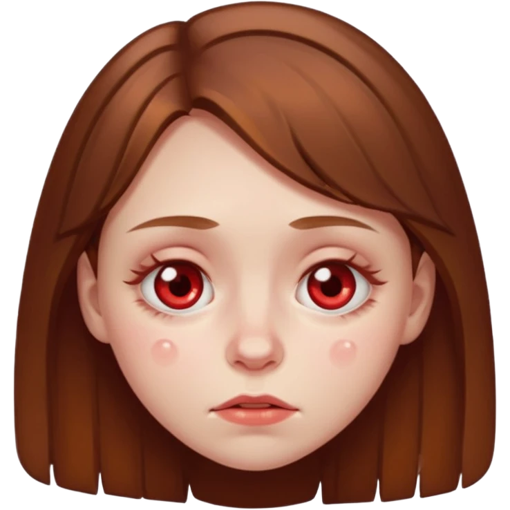 brown haired girl puffy swollen red circles around her eyes emoji