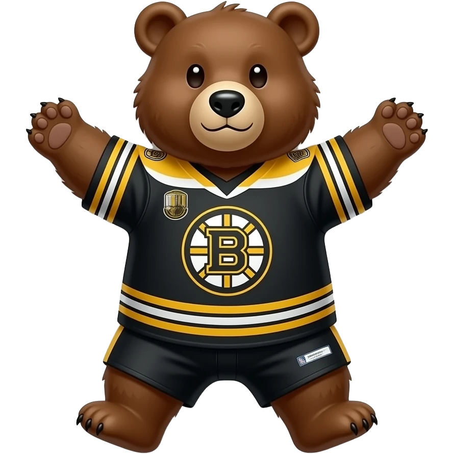 bear wearing a Boston bruins jersey laying on his back emoji