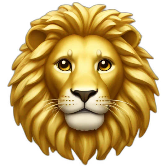 Make me a gold lion on a podium that’s shiny emoji emoji