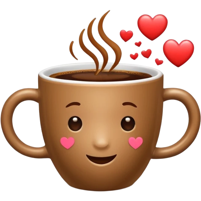 Dansende Kop koffie met hartjes emoji