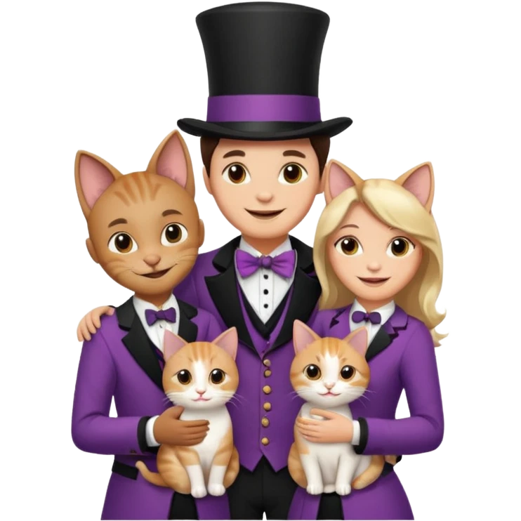 magician couple and their pet cat emoji