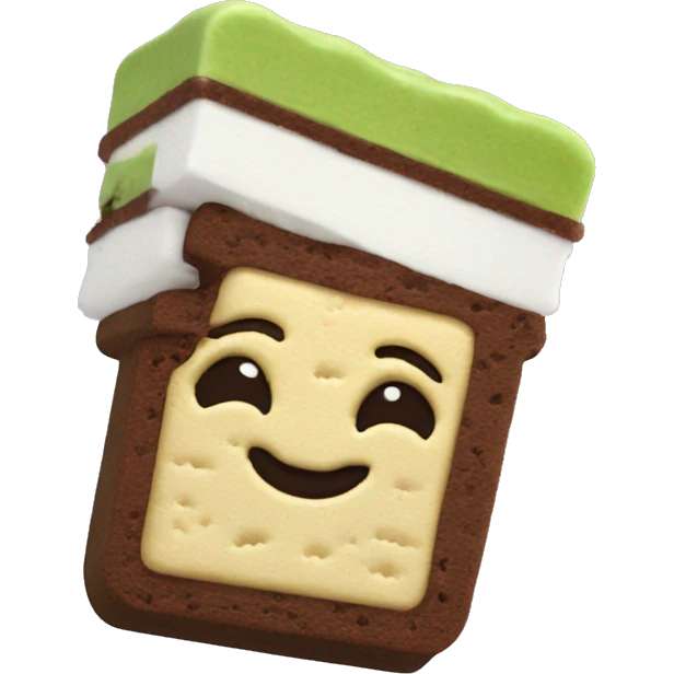 pistachio and chocolate ice cream sandwich that is 3d and detailed emoji