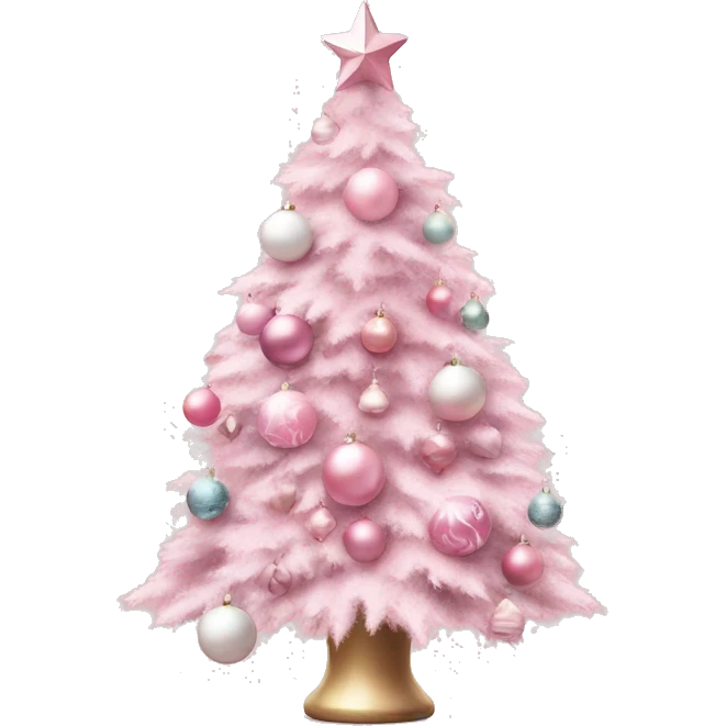 Pink pastel Christmas tree with pink and white ornaments  emoji