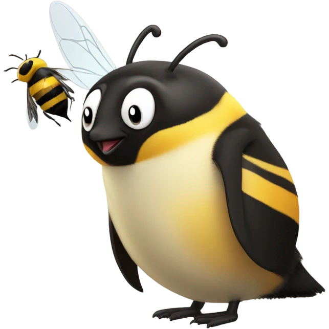 Bee kissing penguin  emoji