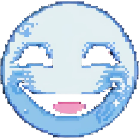 grinning face with a tear pixel art style emoji