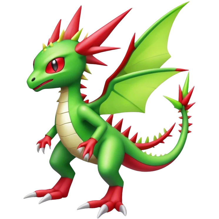 Spiky Cool Edgy shiny colorful Digimon-Fakemon-Flygon-Gabite, full body, two legs emoji