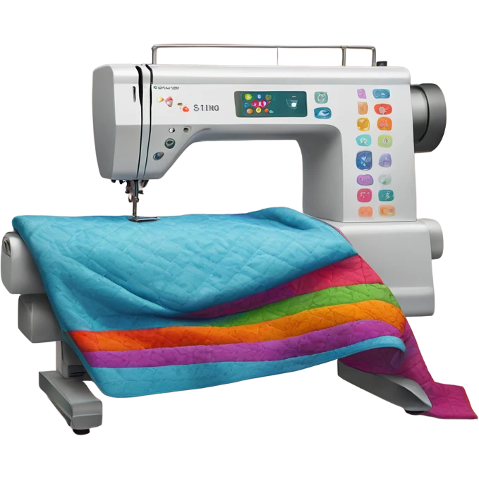 Embroidery machine Quilting a colourful blanket emoji