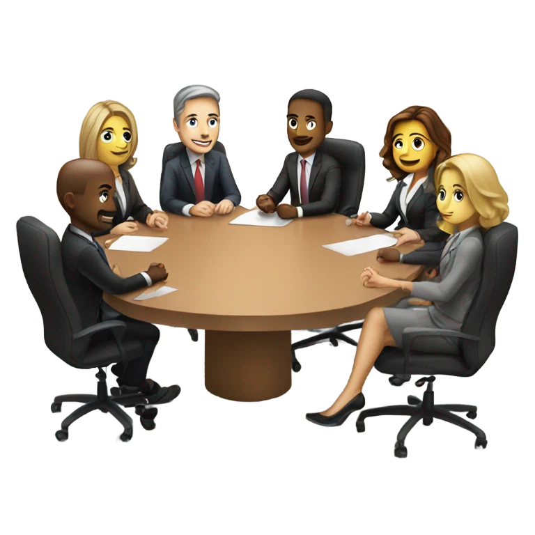 5 people business meeting sitting at a table emoji