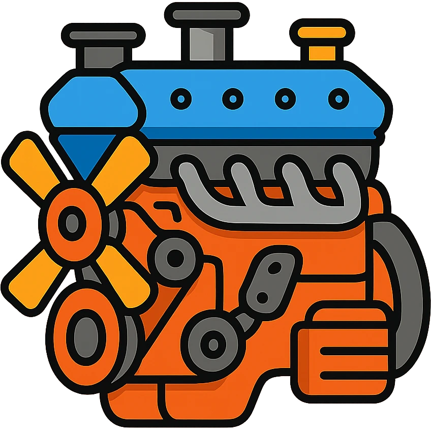 Detailed ZIL-130 V8 truck engine with visible components, Soviet design, mechanical parts emoji