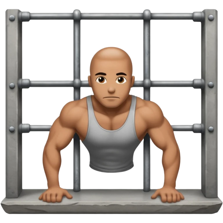 Prisoner doing pushups inside jail cell emoji