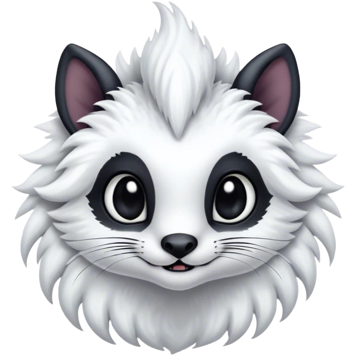 Fantasy-fantasy creature, black ears, no Scapha, black long scaly tail, big eyes, black eyes, white fur, black claws, cute, adorable, nostril holes emoji