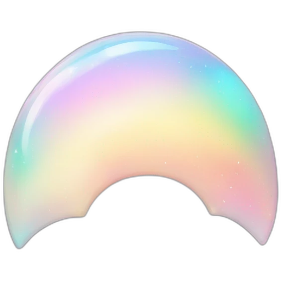 Pastel iridescent rainbow crystal crescent half moon emoji
