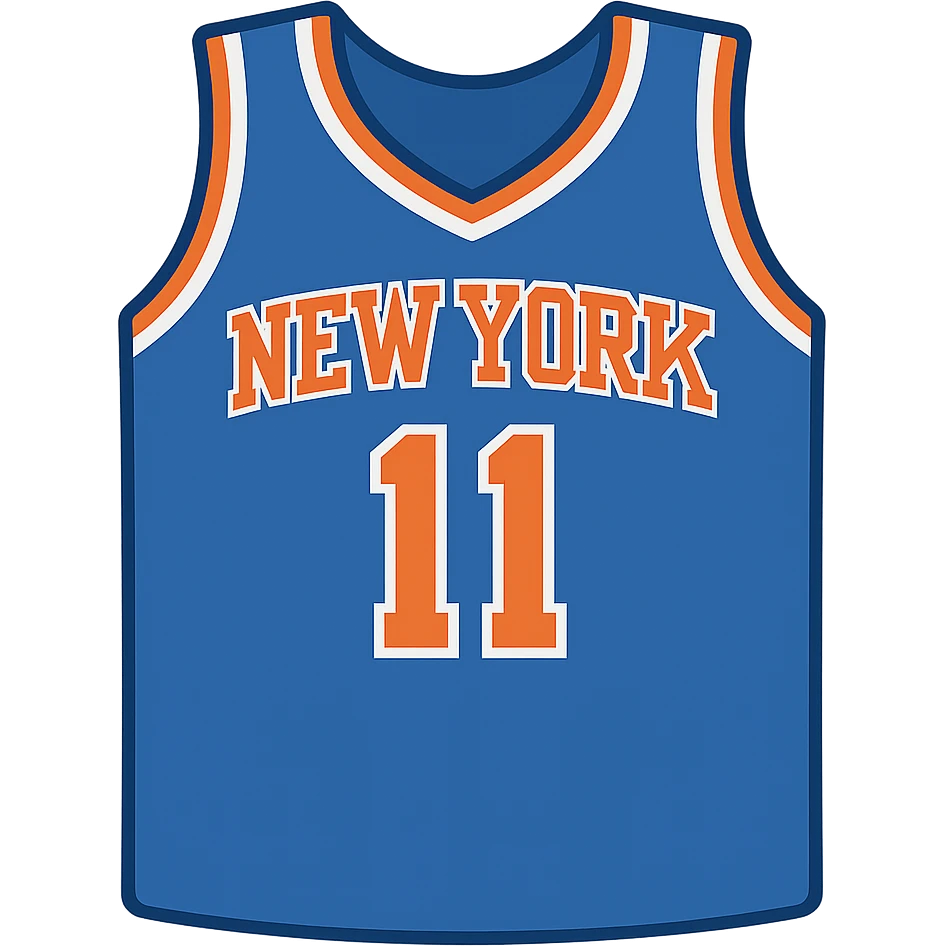 new york knicks basketball jersey featuring the number 11, twitter emoji style emoji