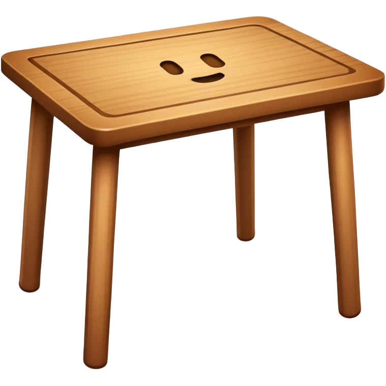A flat, minimalistic, cartoon-style wooden table icon with four legs, viewed from the front, white background, no shadow, simple lines, high contrast, emoji design emoji