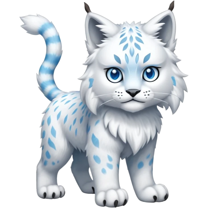 Snowy fluffy Ice-type Fakémon-Lynx full body emoji