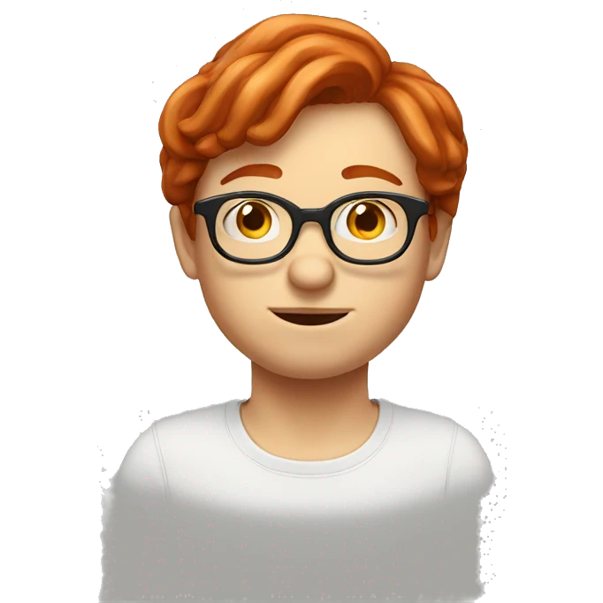Redhead with rounder glasses with many feelings in minik emoji