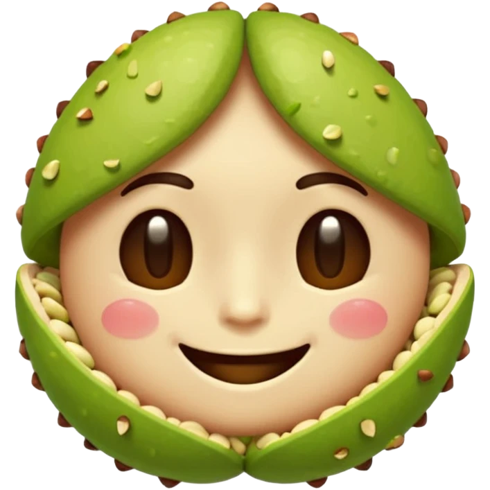can you make a cuite pistachio emojii that is pixalited and wear th echaracter laught/ smile to the point where it closes it eyes  emoji