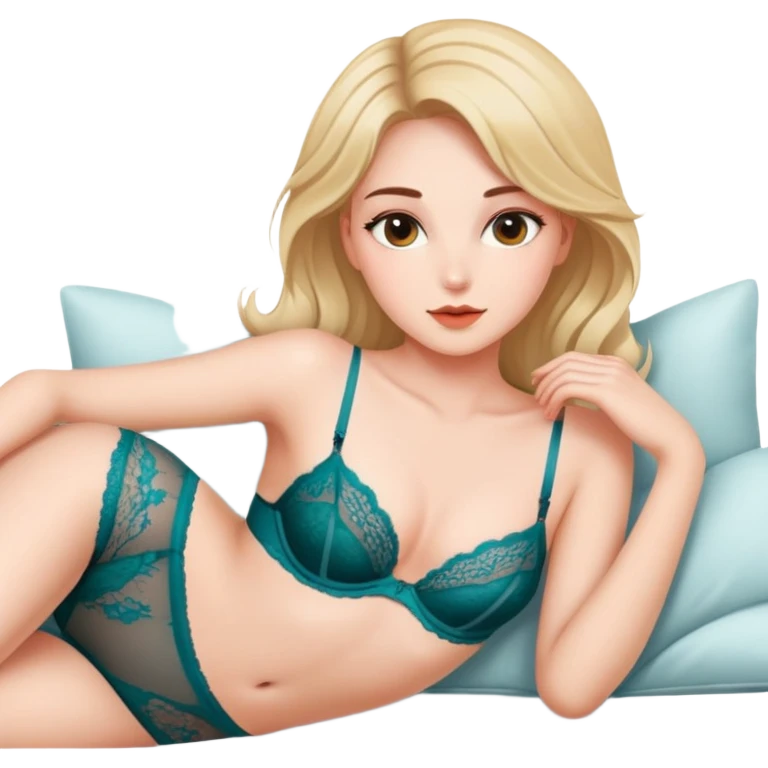 Девушка в белье привлекательно лежит  emoji