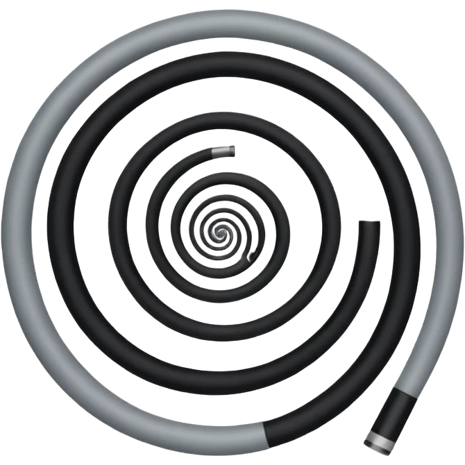 Minimalist emoji-style sticker of a strip of film curling into a hypnotic spiral. No details inside frames. Black and gray only. emoji