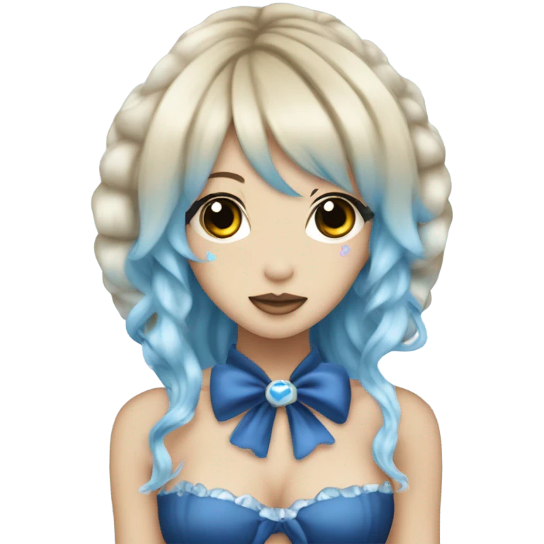 siren hime gyaru, blue skin, fins ears emoji
